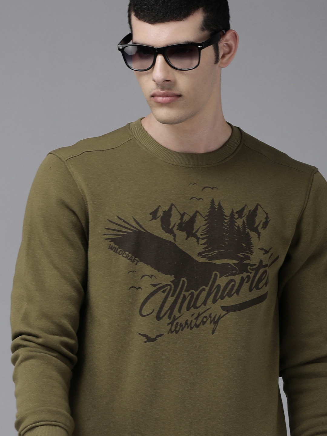 

Wildcraft Men Olive Green Printed Sweatshirt