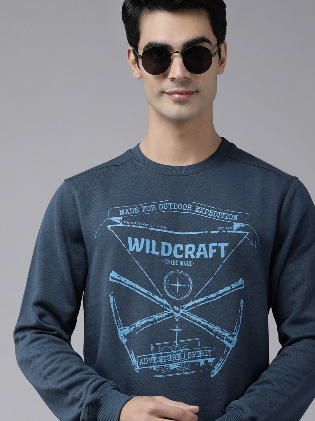 

Wildcraft Men Navy Blue Printed Sweatshirt