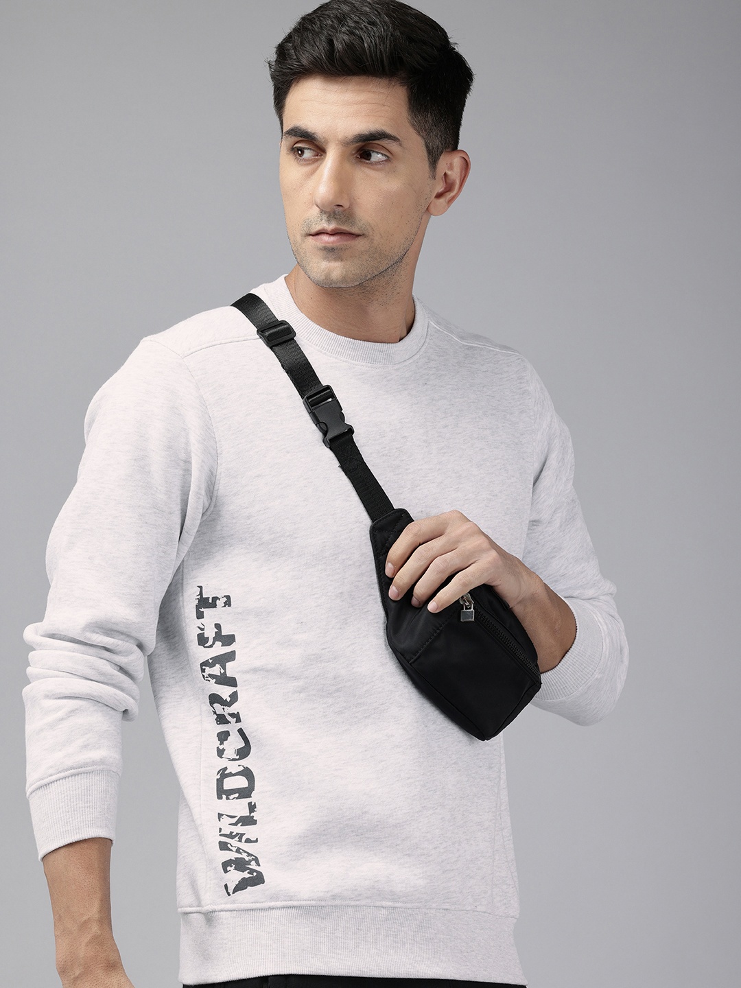 

Wildcraft Brand Logo Printed Sweatshirt, Grey melange