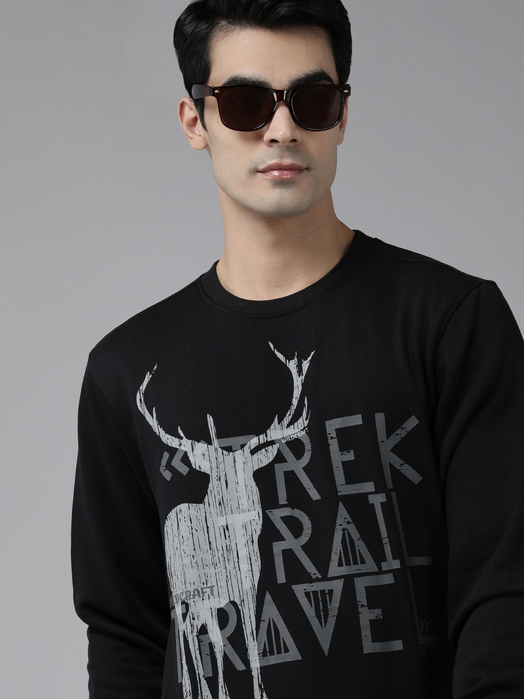 Wildcraft Men Black Typography Printed Sweatshirt