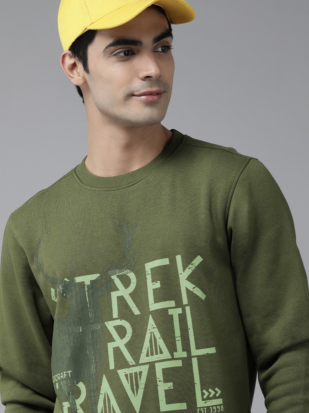 

Wildcraft Men Olive Green Typography Printed Sweatshirt
