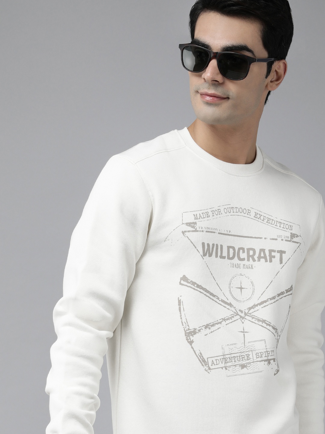 

Wildcraft Men Off-White Brand Logo Printed Sweatshirt