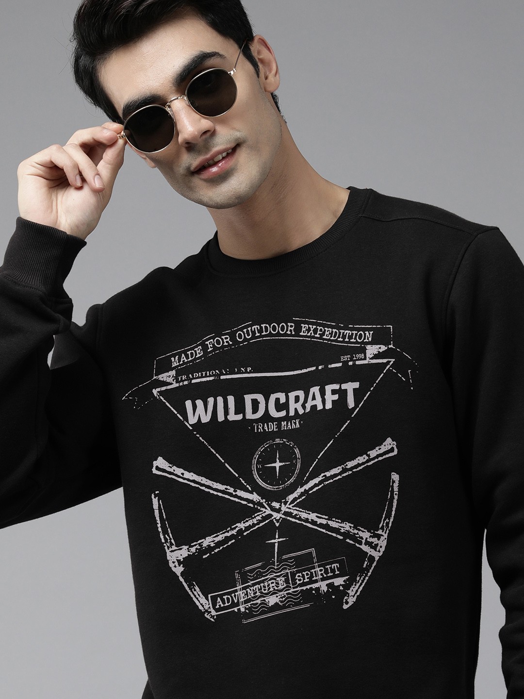 

Wildcraft Men Black Brand Logo Printed Sweatshirt
