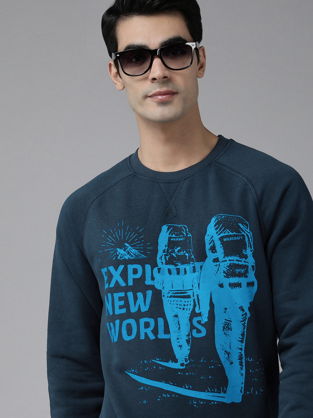 

Wildcraft Men Navy Blue Printed Sweatshirt