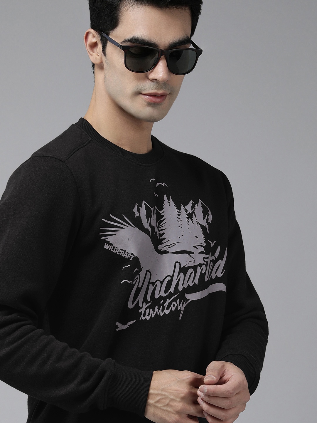 

Wildcraft Men Black Printed Sweatshirt
