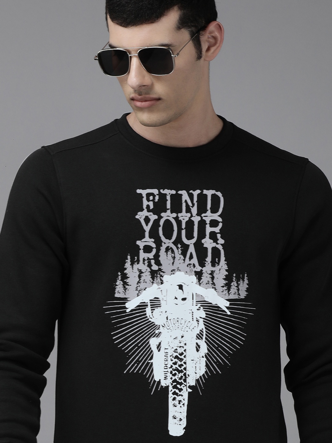

Wildcraft Men Black Printed Sweatshirt