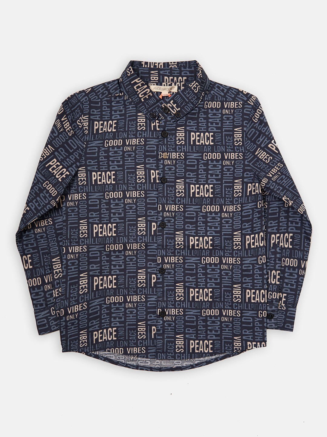 

Angel & Rocket Boys Blue Classic Printed Cotton Casual Shirt