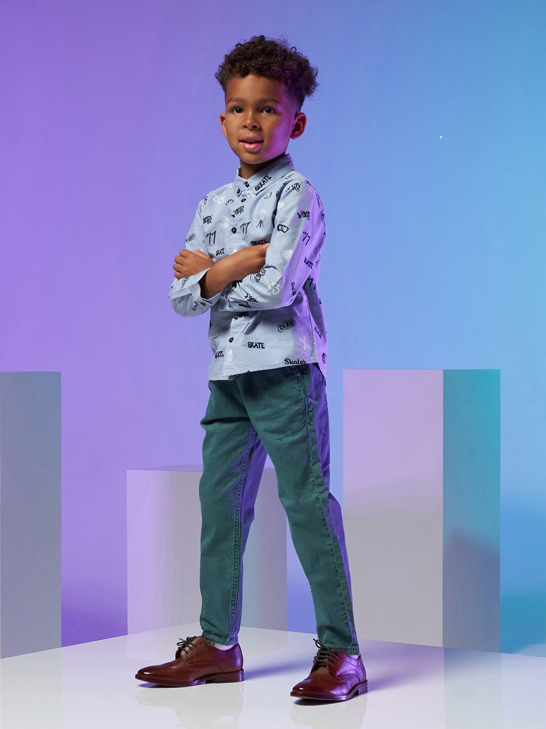 

Angel & Rocket Boys Blue Classic Printed Casual Shirt