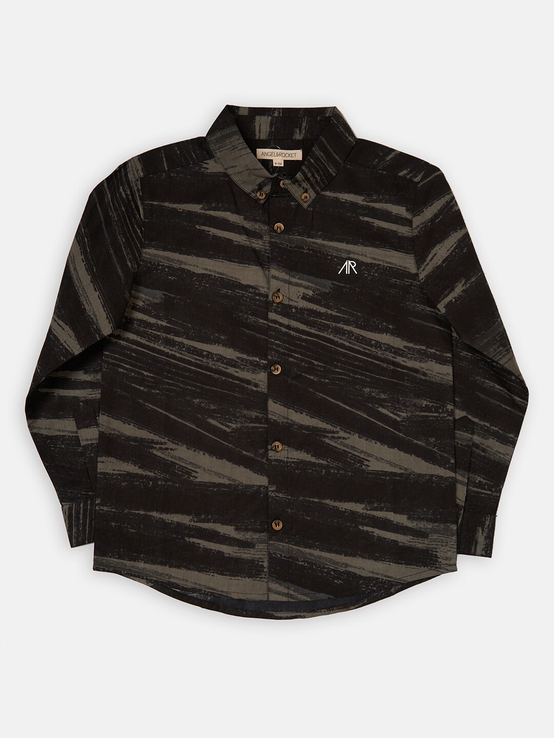

Angel & Rocket Boys Black Classic Printed Casual Shirt