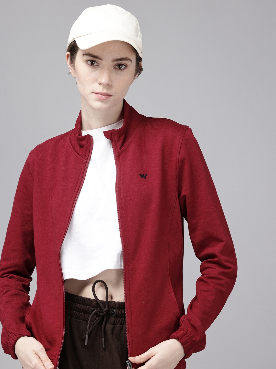 

Wildcraft Pure Cotton Mock Collar Sweatshirt, Maroon