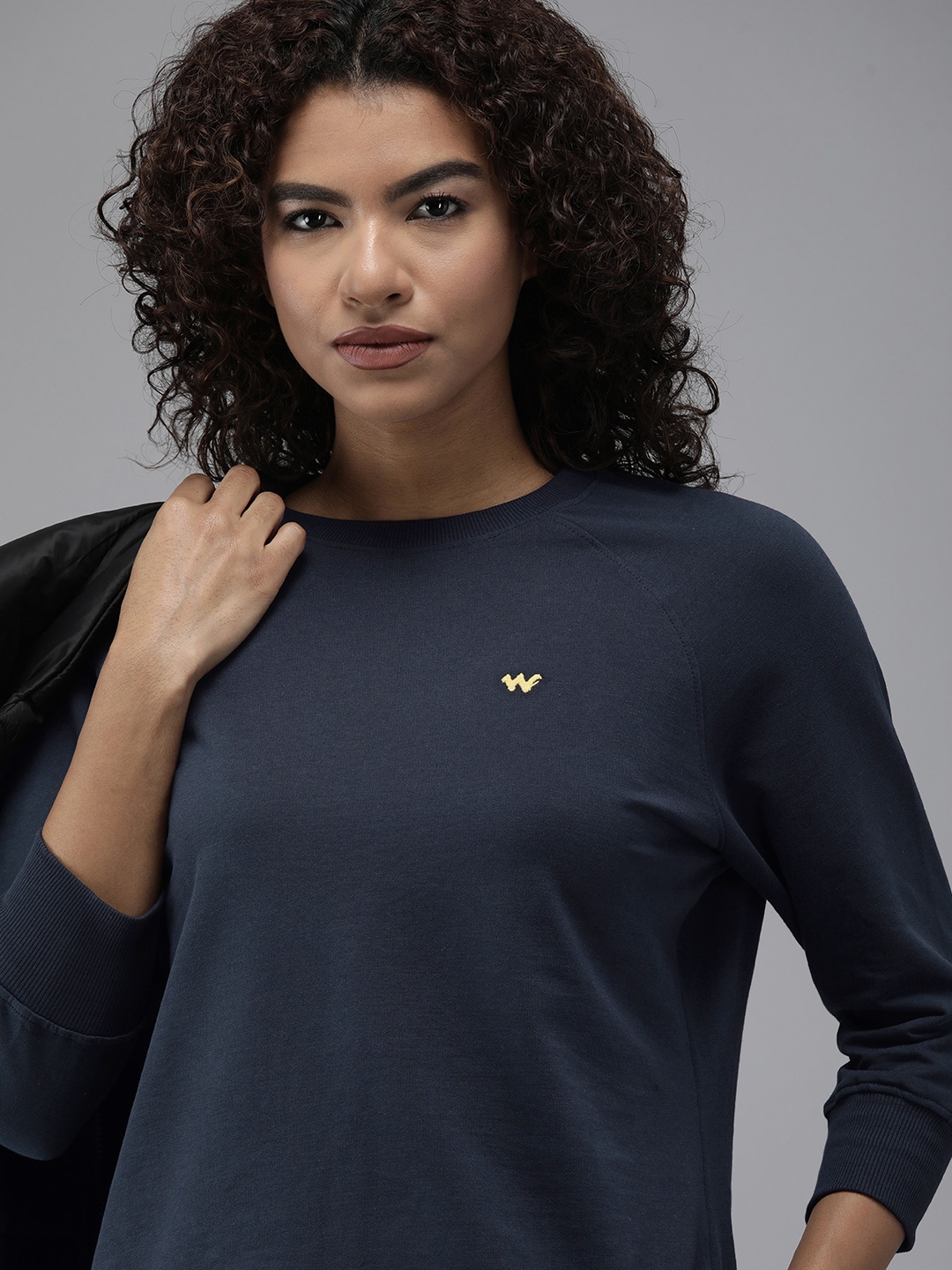 

Wildcraft Women Solid Pure Cotton Sweatshirt, Navy blue