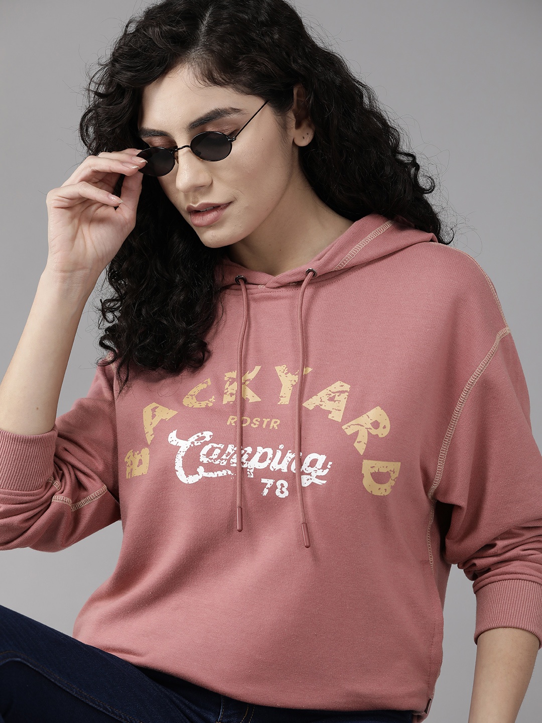 

The Roadster Lifestyle Co. Printed Hooded Sweatshirt, Rose