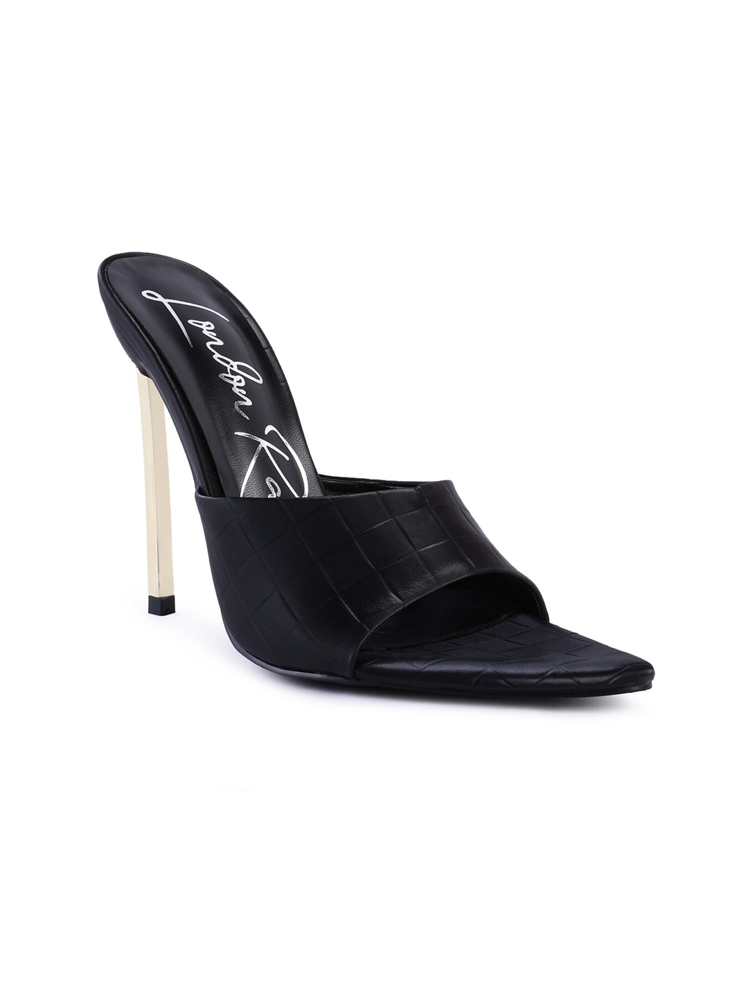 

London Rag Black PU Party Stiletto Mules