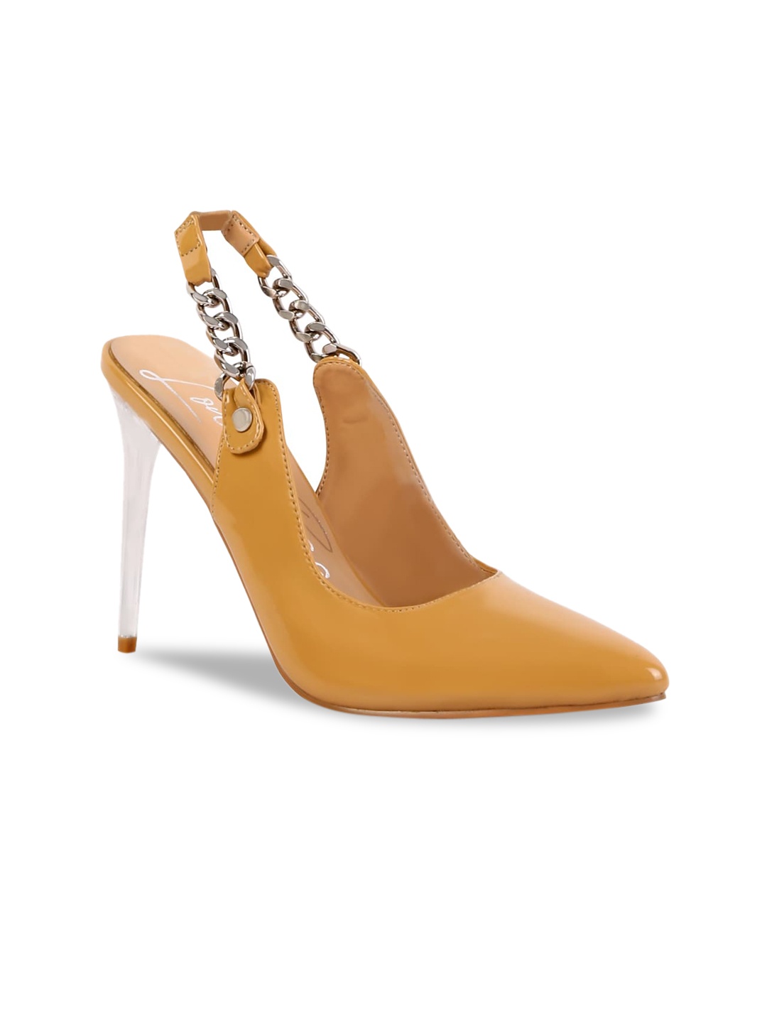 

London Rag Mustard PU Party Stiletto Pump Heels