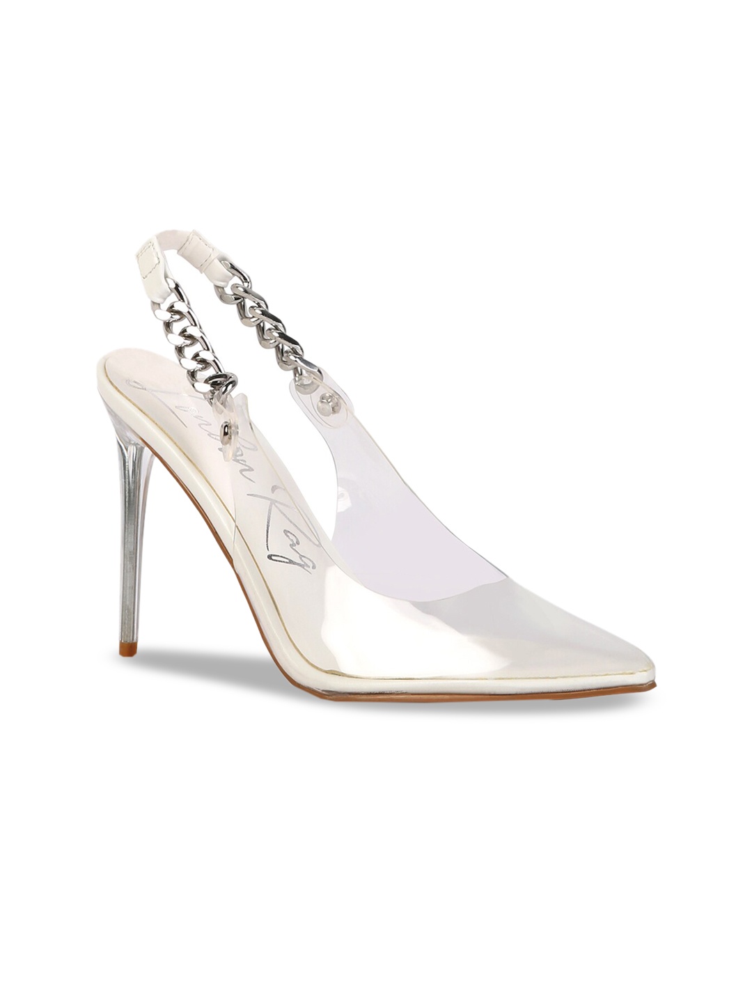 

London Rag White Printed PU Party Stiletto Pumps with Buckles