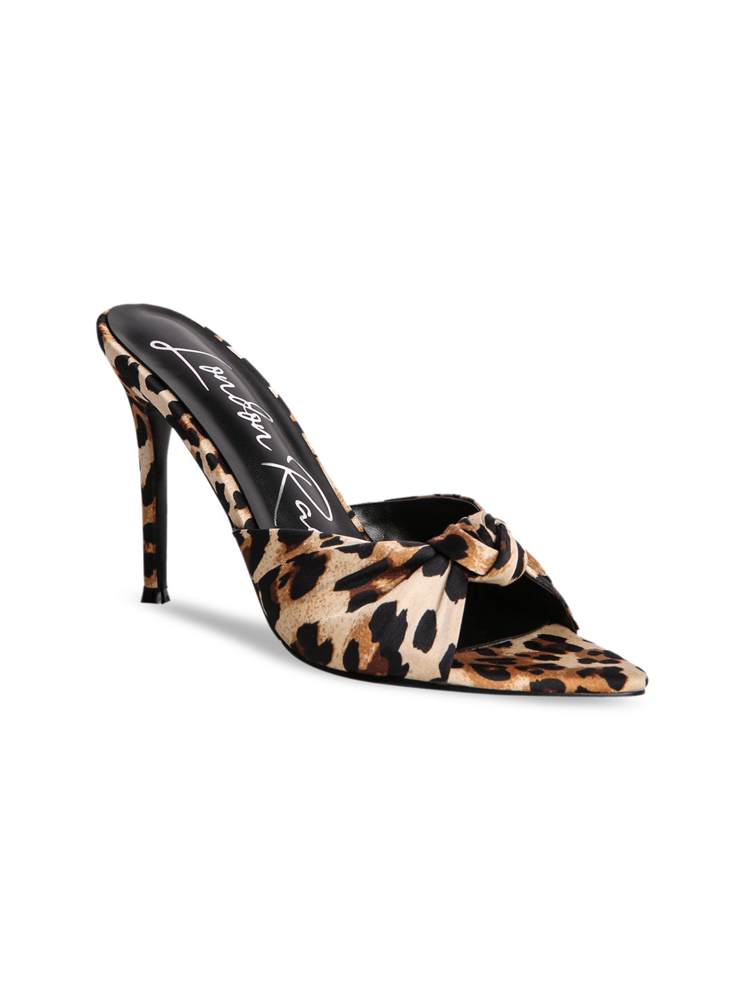 

London Rag Beige Printed Party Satin Knot High Heeled