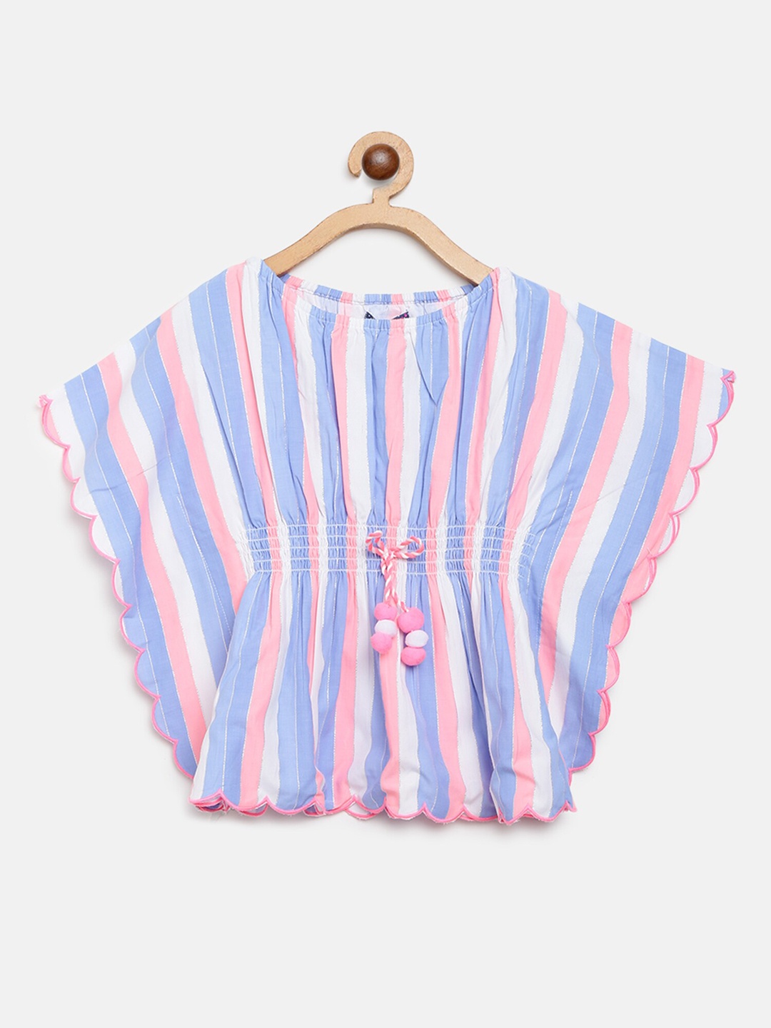 

Nauti Nati Blue & White Striped Round Neck Kaftan Top