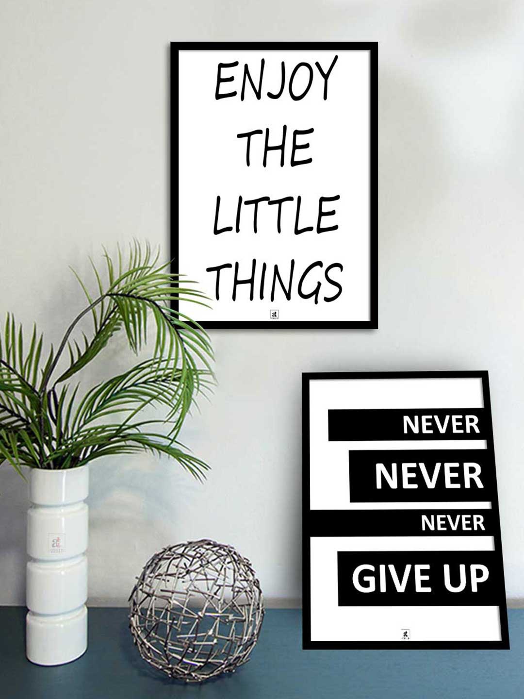 

Art Street Set Of 2 Black & White Motivational Art Printed Framed Wall Painting