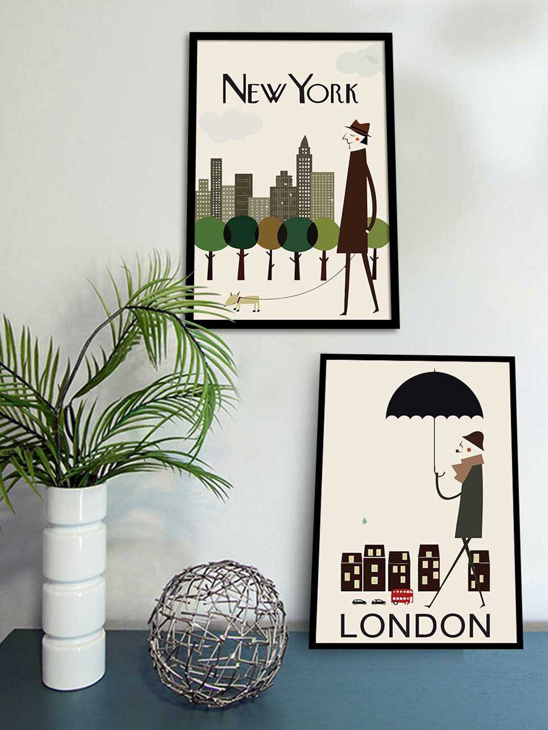 

Art Street Set Of 2 Black Art Printed Framed Wall Painting