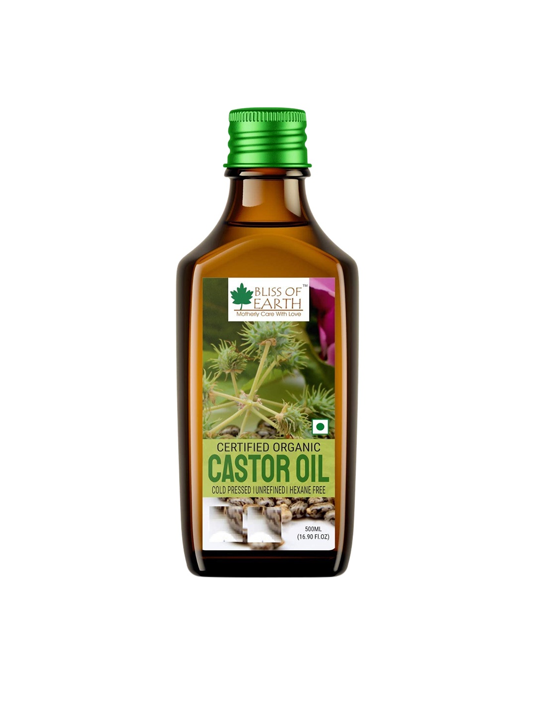 

Bliss of Earth Certified Organic Cold-Pressed Hexane Free Castor Oil - 500 ml, Green