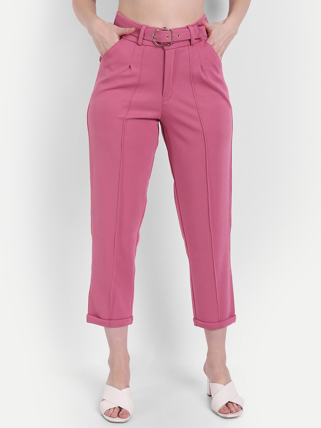 

Next One Women Rose Relaxed Straight Leg High-Rise Trousers