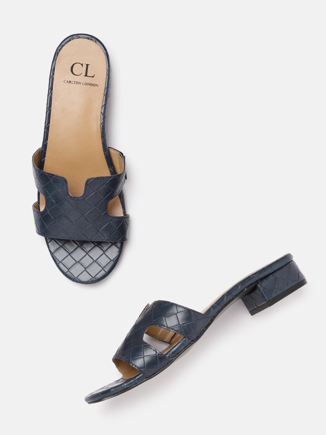 

Carlton London Women Navy Blue Basketweave Textured Open Toe Flats