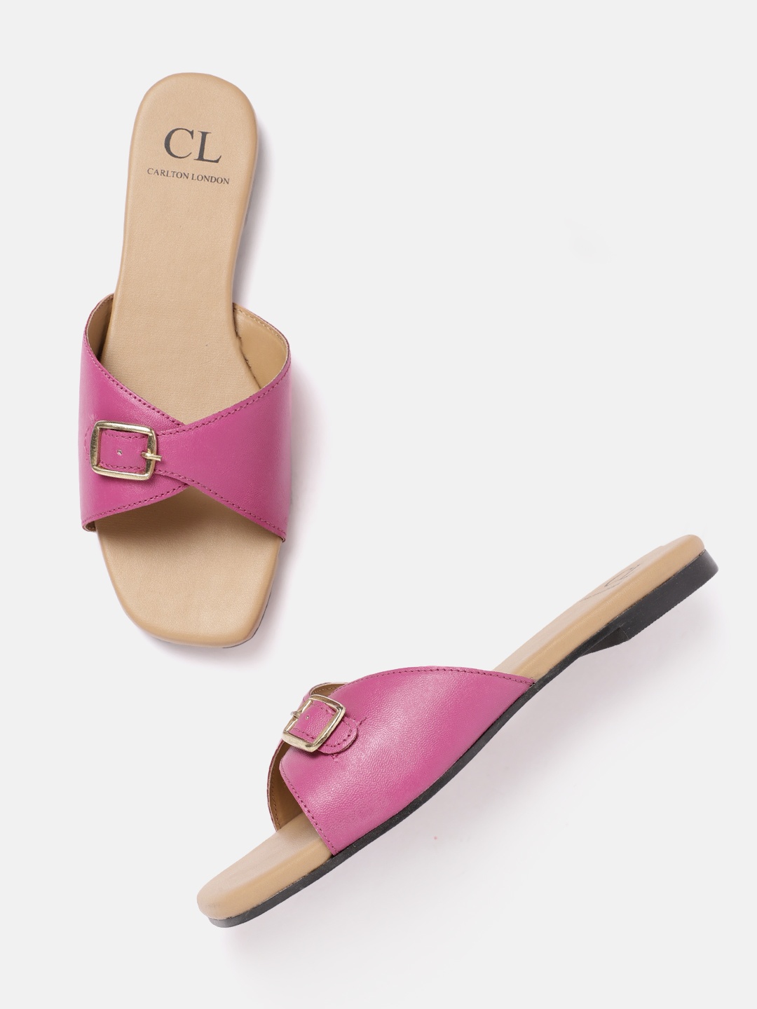 

Carlton London Women Open Toe Flats With Buckle Detail, Pink