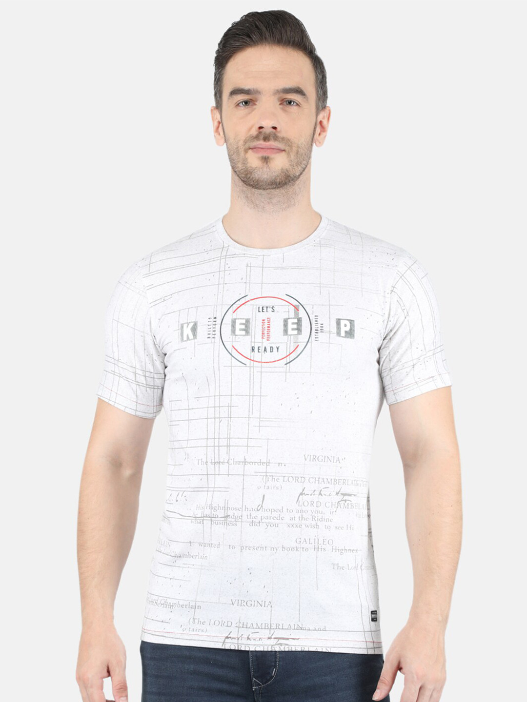 

Monte Carlo Men Off White Printed Slim Fit T-shirt