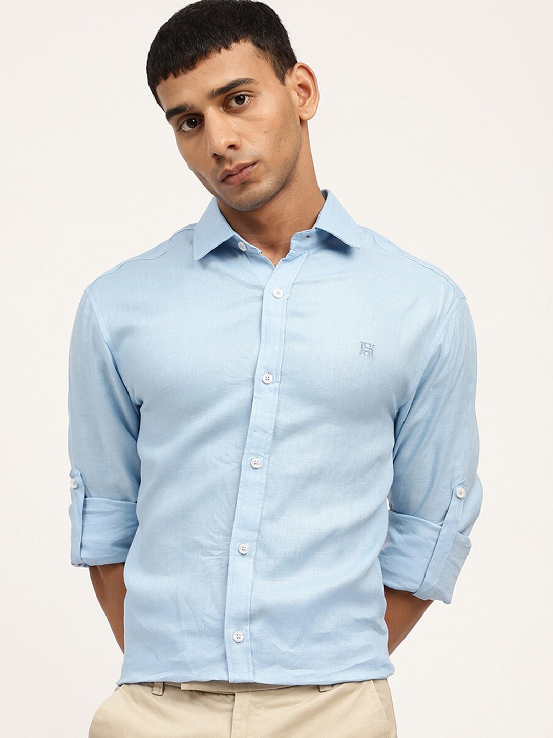

HARSAM Men Blue Formal Shirt