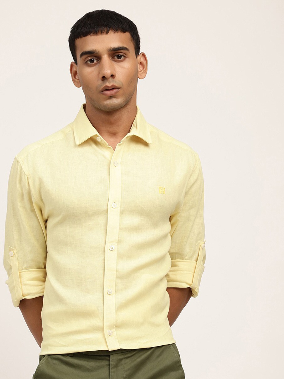 

HARSAM Men Yellow Casual Shirt