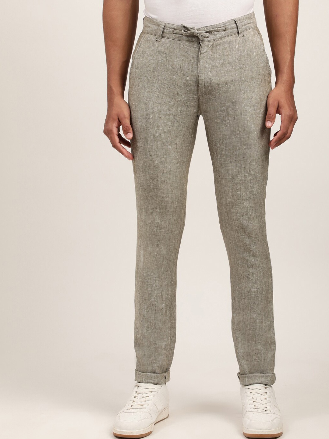 

HARSAM Men Grey Slim Fit Chinos Trousers
