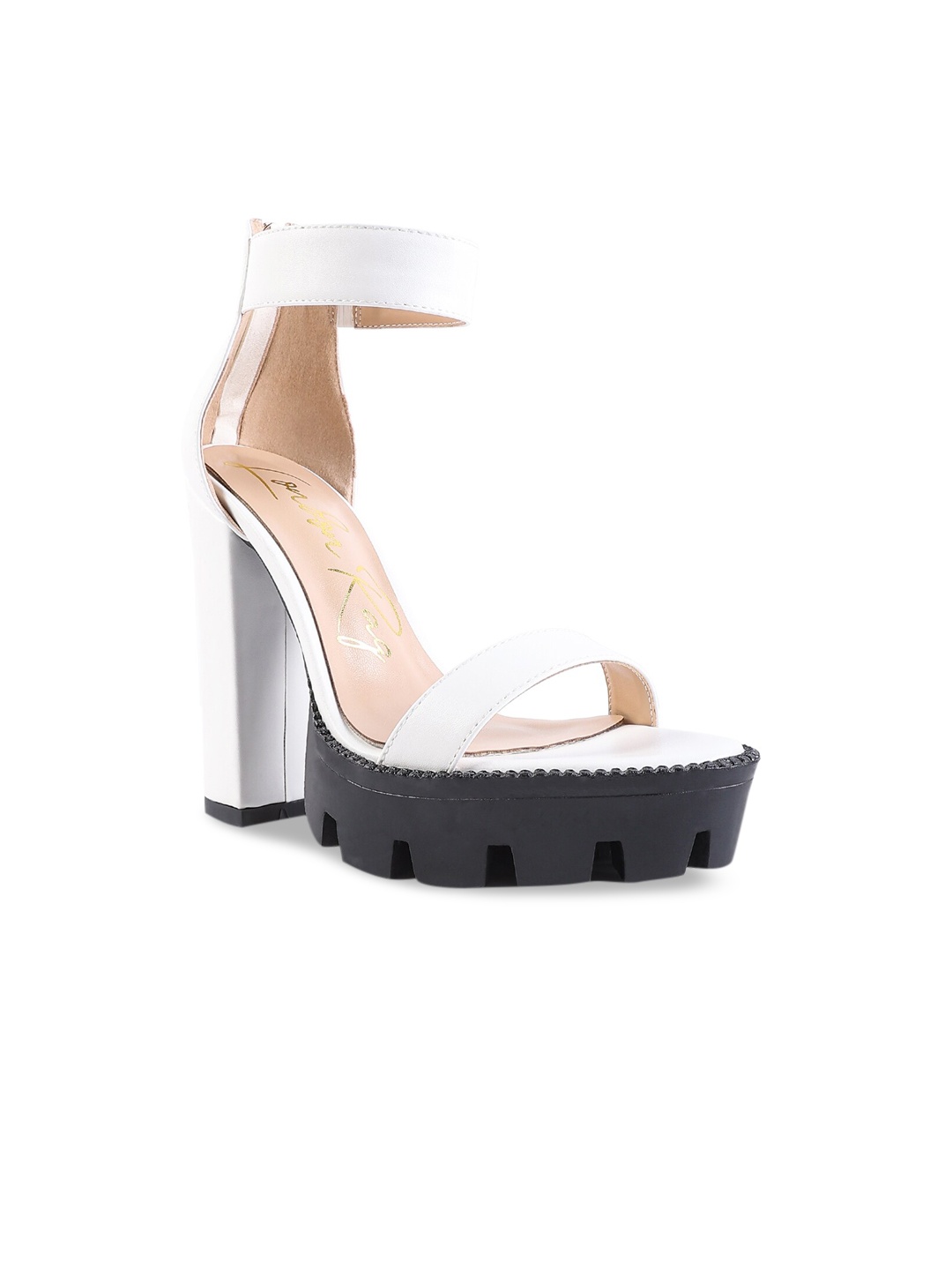

London Rag Women White Solid PU Block Sandals