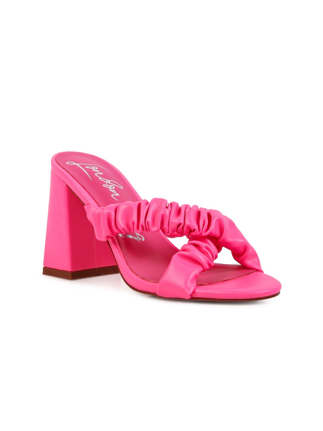 

London Rag Pink PU Party Block Mule Heels