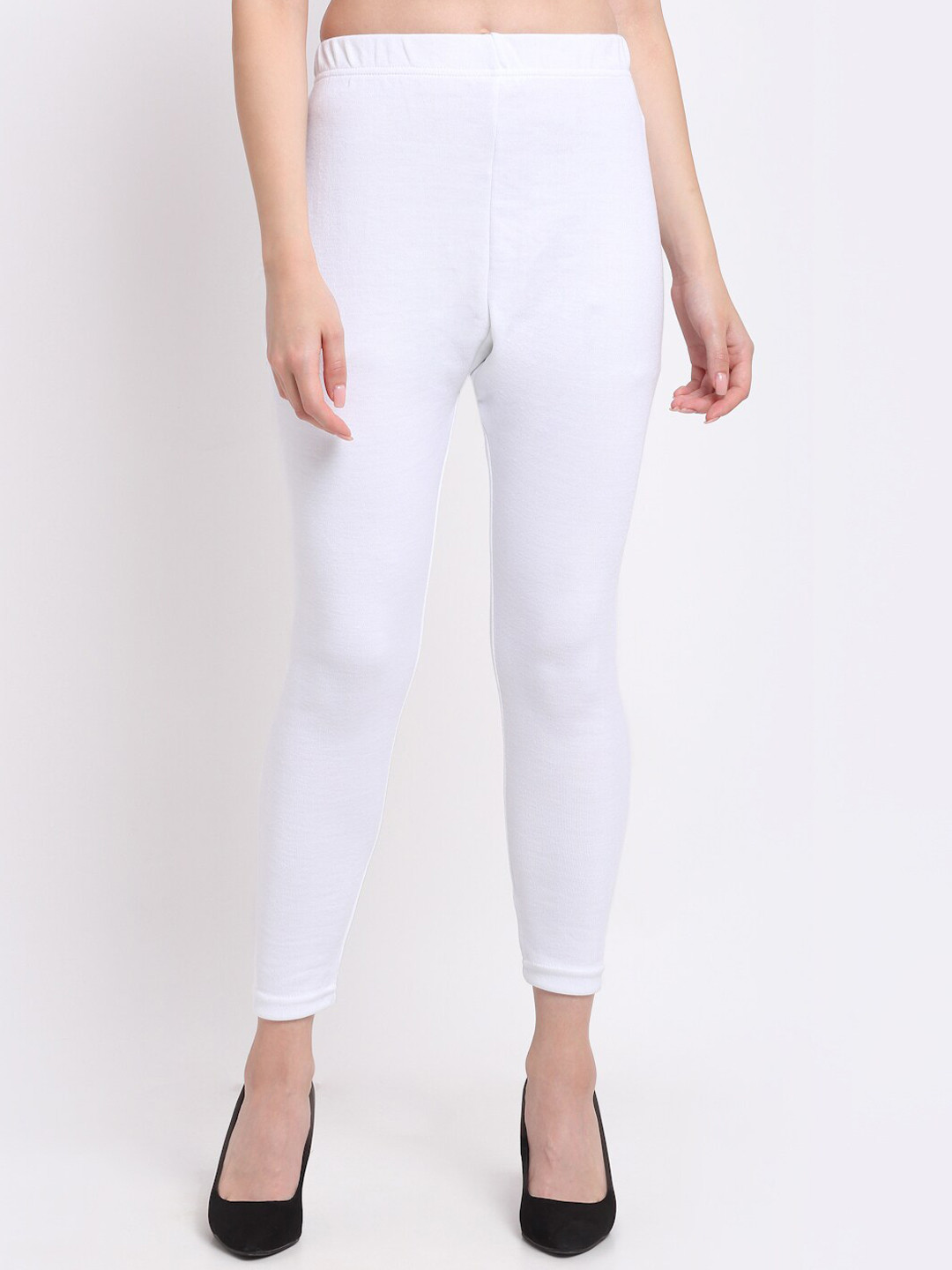 

TAG 7 Women White Solid Ankle-Length Woolen Leggings