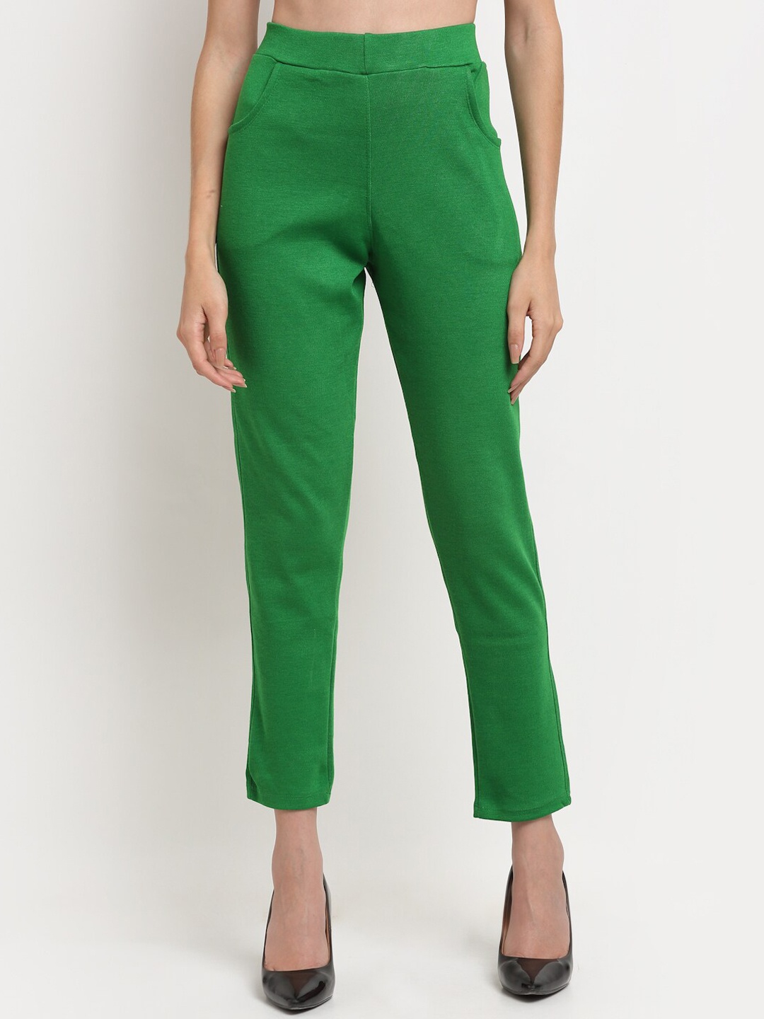 

TAG 7 Women Green Solid Ankle Length Woolen Leggings