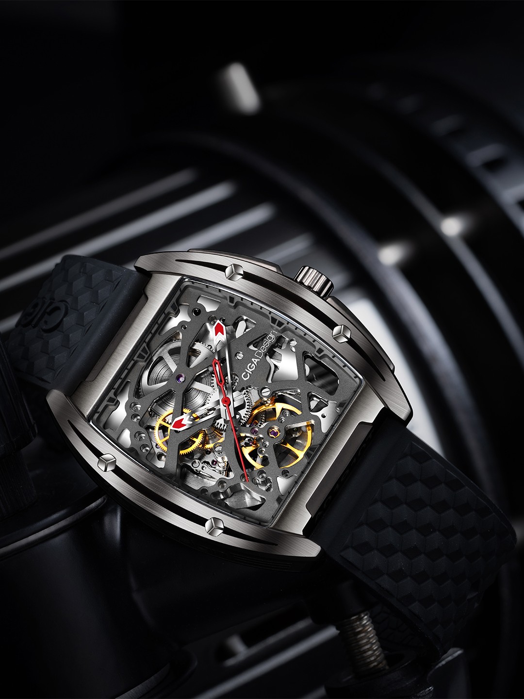 

CIGA Design Men Z Series Automatic Titanium Case Skeleton watch With Silicone & Strap, Grey