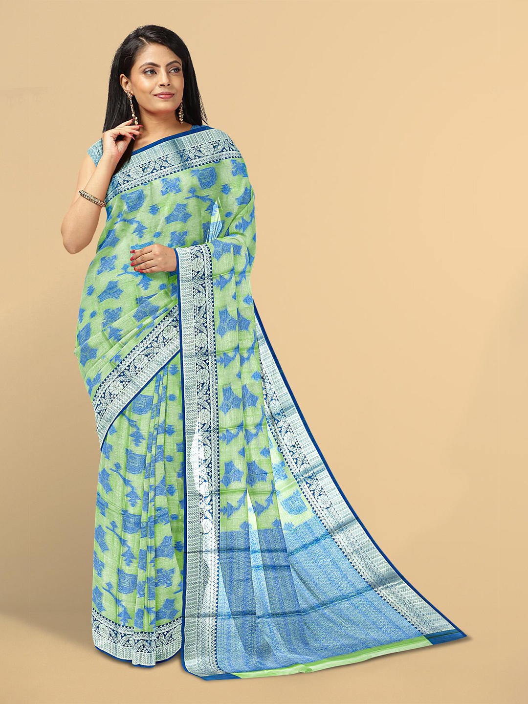 

Kalamandir Green & Blue Silk Blend Saree