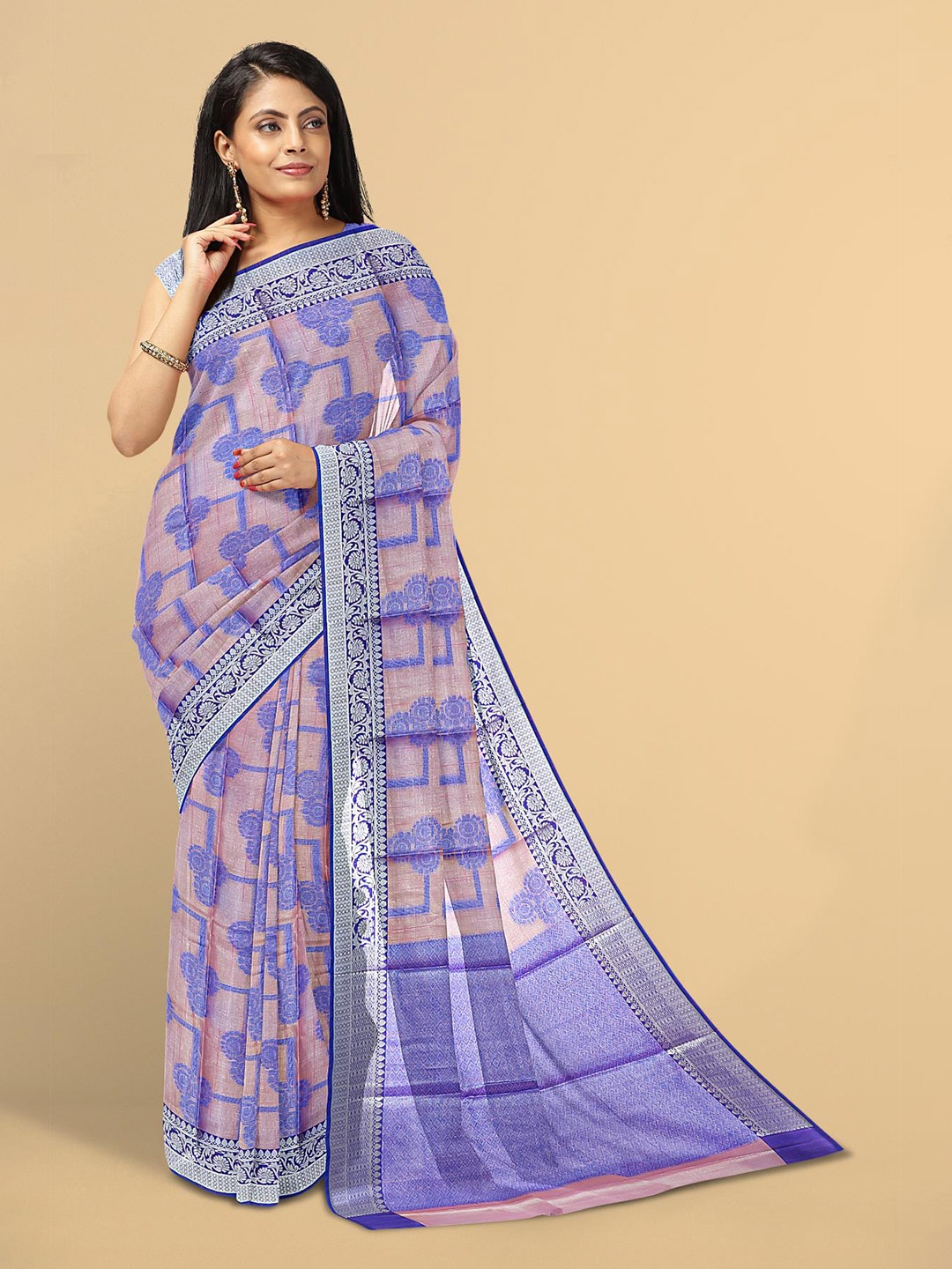 

Kalamandir Pink & Purple Ethnic Motifs Zari Silk Blend Saree