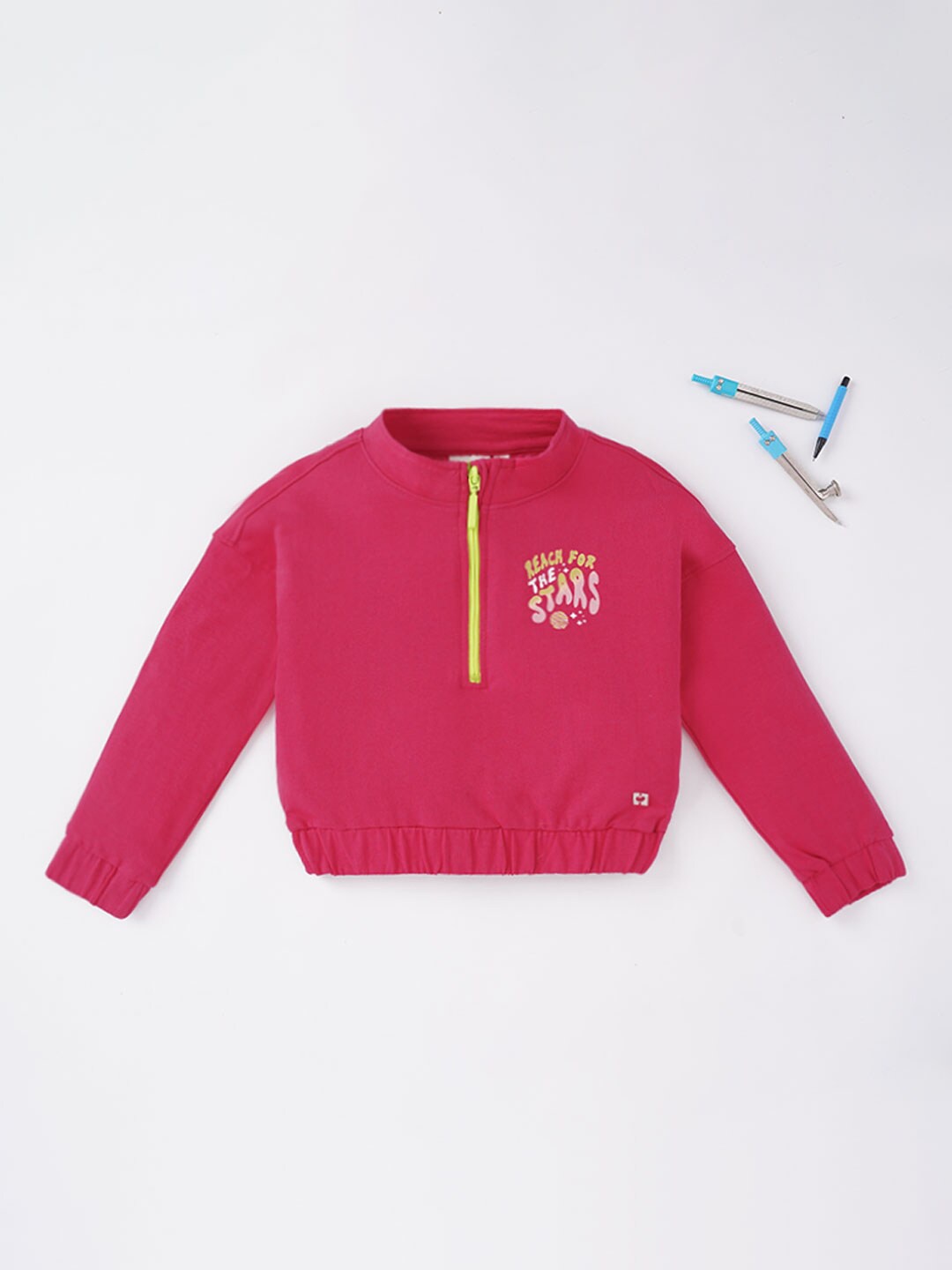 

Ed-a-Mamma Girls Pink Printed Pure Cotton Sustainable Sweatshirt