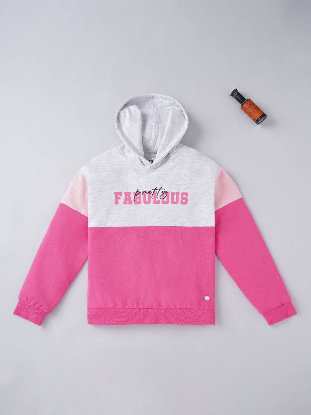 

Ed-a-Mamma Girls Pink Colourblocked Hooded Sweatshirt