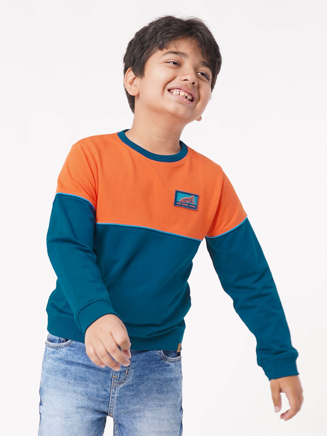 

Ed-a-Mamma Boys Blue Colourblocked Sweatshirt