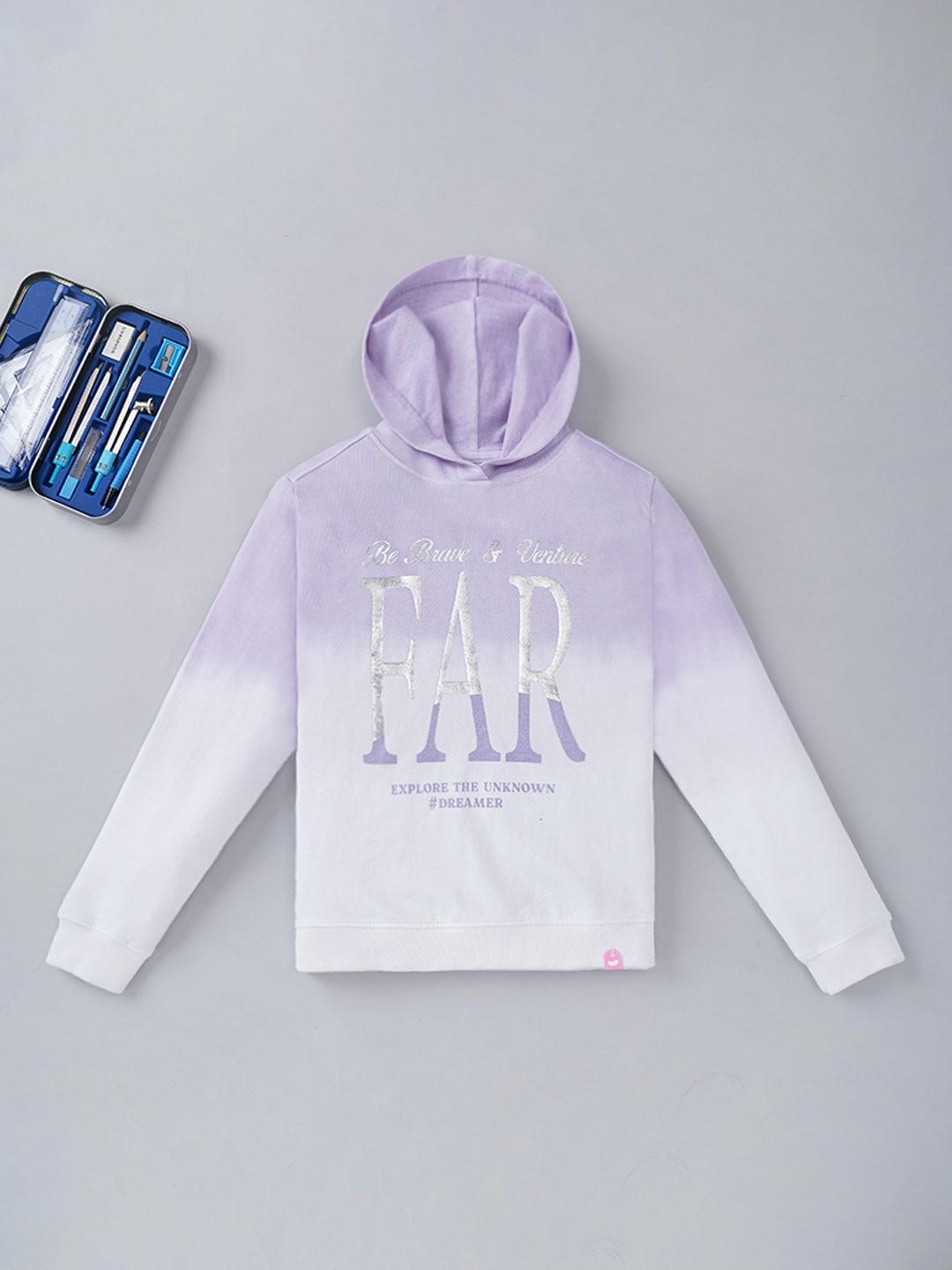 

Ed-a-Mamma Girls Lavender Printed Hooded Sweatshirt
