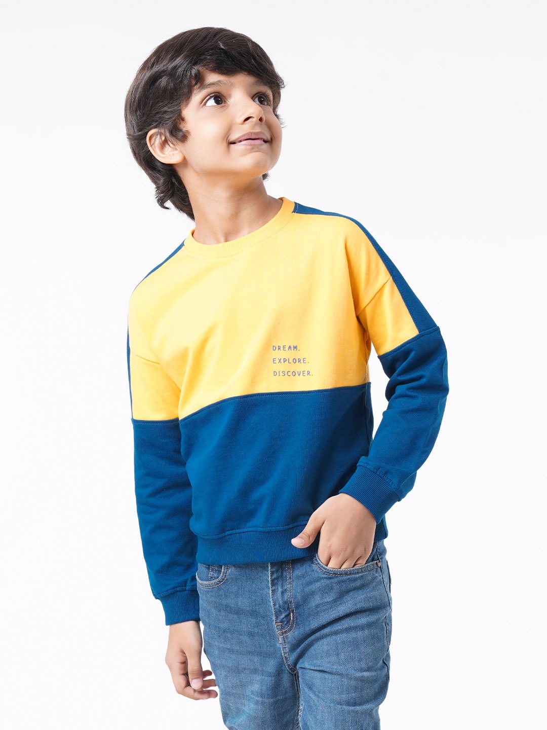 

Ed-a-Mamma Boys Navy Blue Colourblocked Sweatshirt