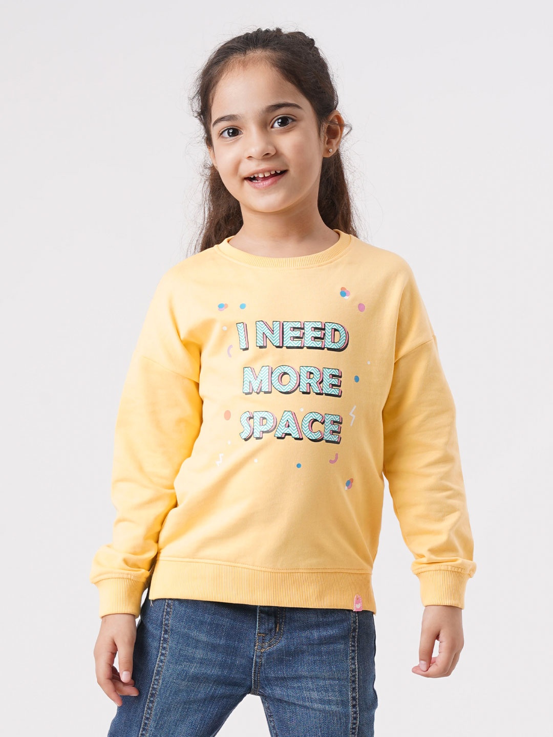 

Ed-a-Mamma Girls Yellow Printed Sweatshirt