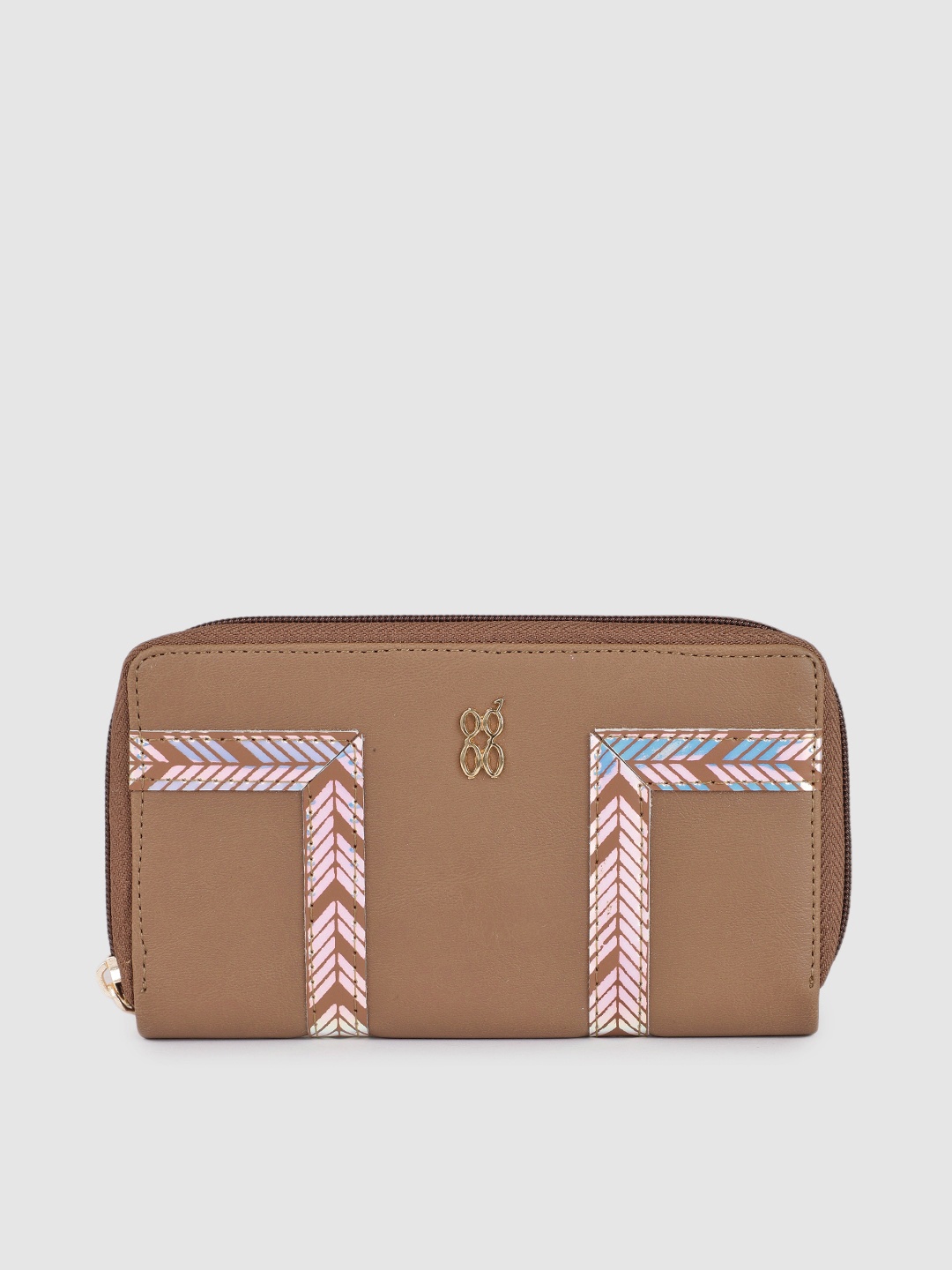 

Baggit Women Brown Reflective Print Zip Around Wallet