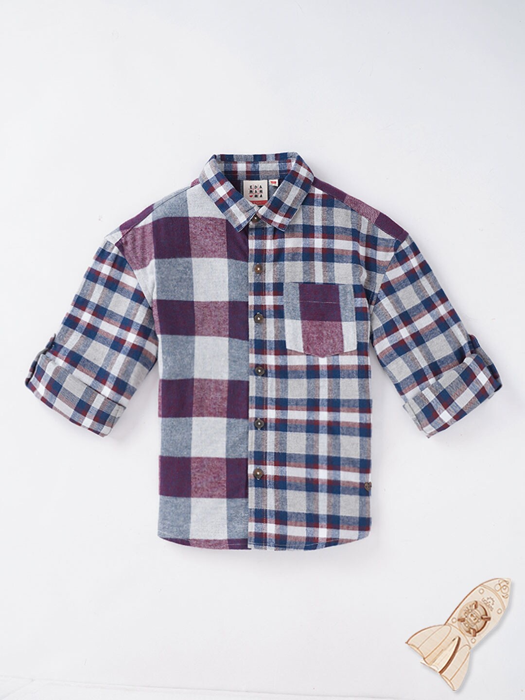 

Ed-a-Mamma Boys Purple Buffalo Checks Casual Shirt