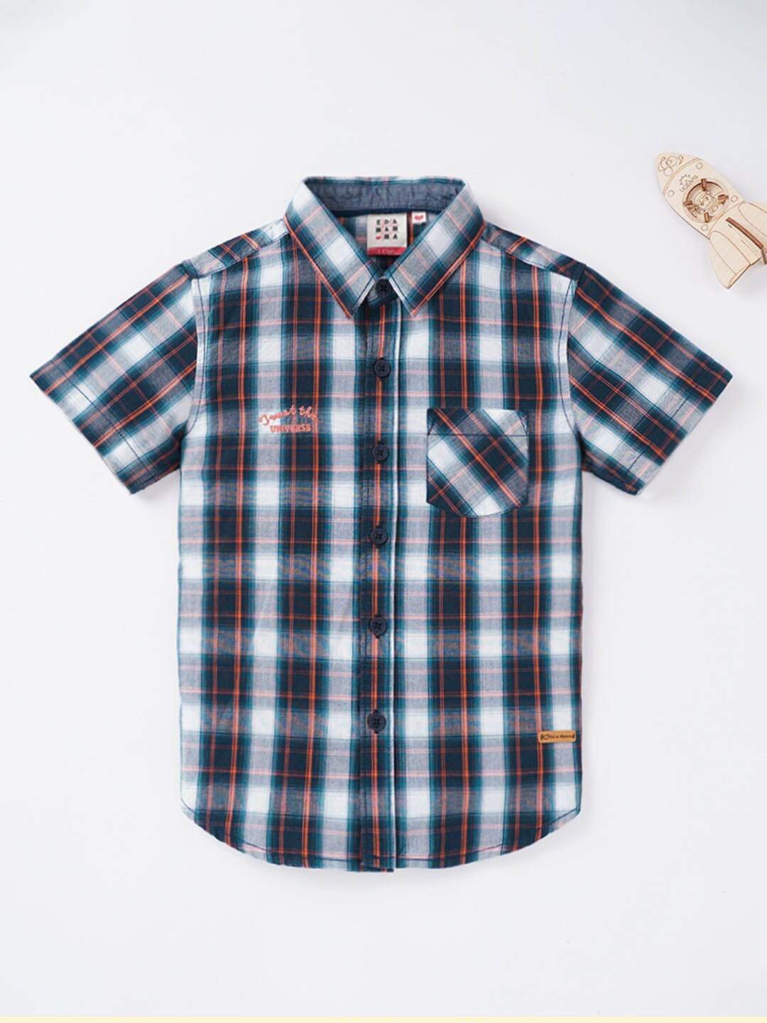 

Ed-a-Mamma Boys Blue Tartan Checks Checked Casual Shirt