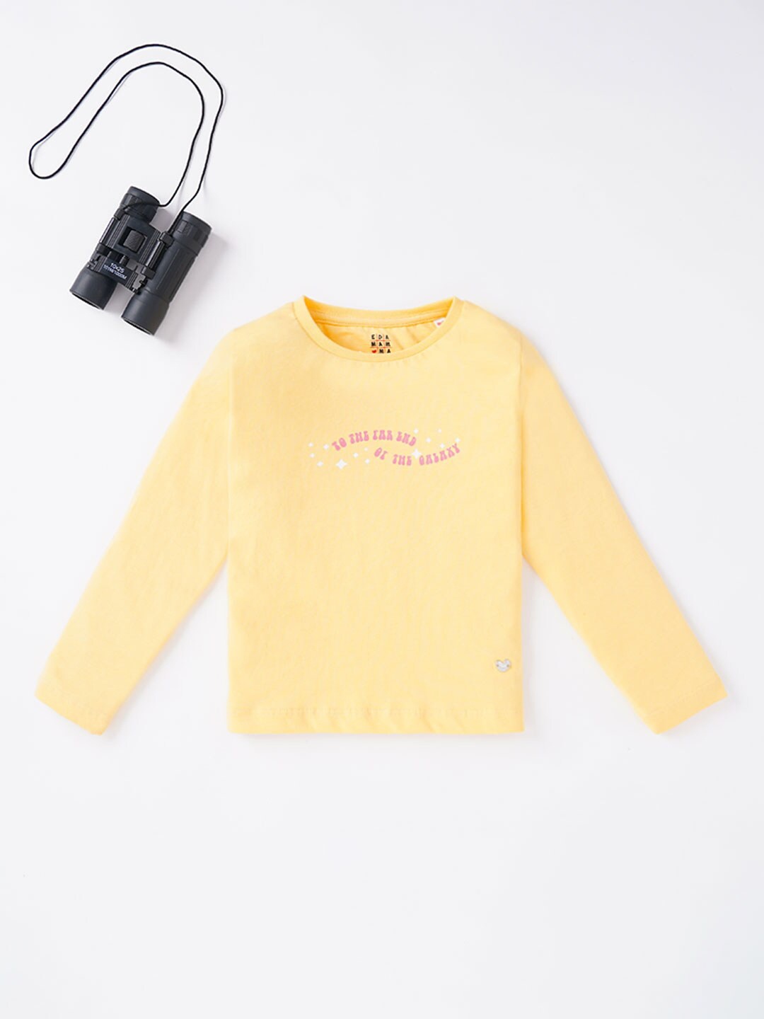 

Ed-a-Mamma Girls Yellow Typography T-shirt