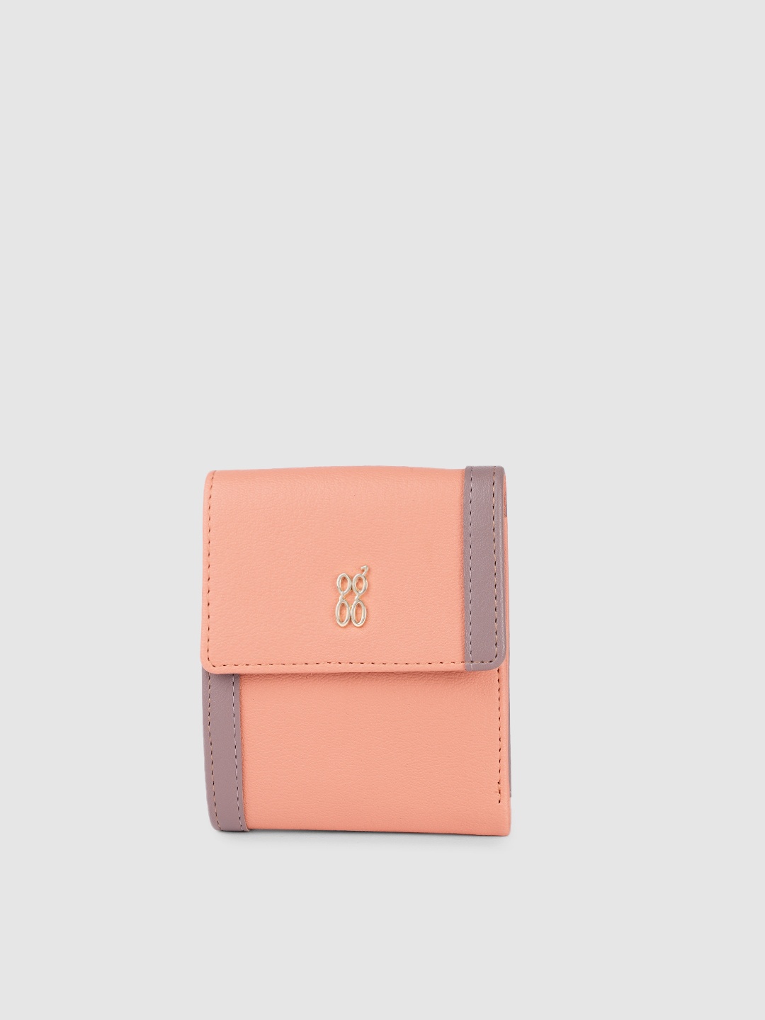 

Baggit Women Peach-Coloured PU Three Fold Wallet