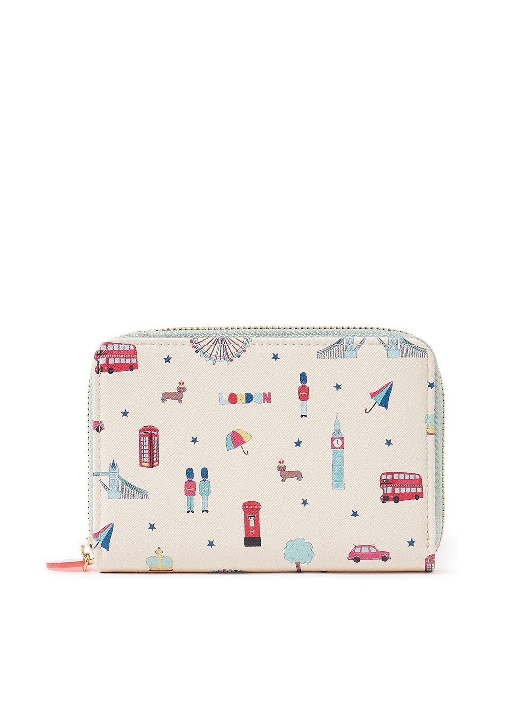 

Accessorize Women Cream-Coloured Abstract Printed PU Zip Around Wallet